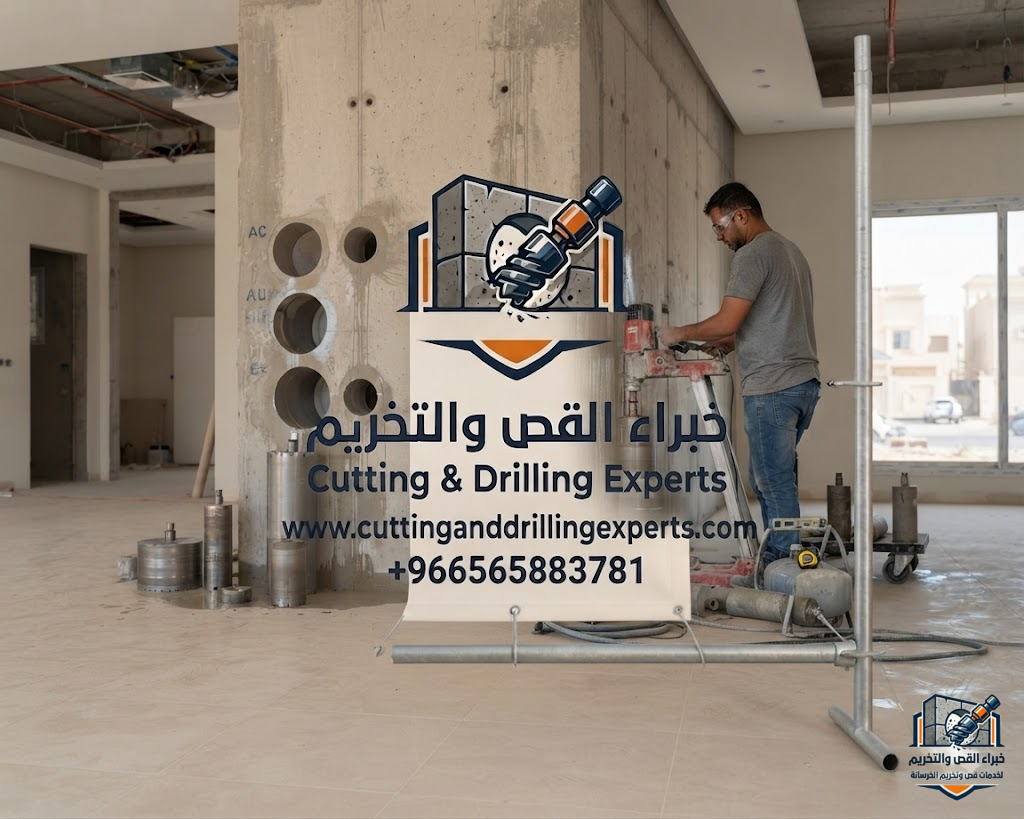 تخريم الخرسانة بجدة لفتح فتحات المكيفات والسباكة والكهرباء باستخدام الكور الماسي